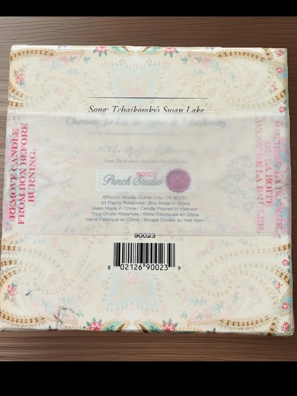 PUNCH STUDIO Candle Music Box Peacock Light Floral Scent Swan Lake Gift Set